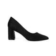 thumbnail image 3 of BLISSFUL STEP Women's Shoes Pointy Toe Slip-on Faux Suede Block Heel Pumps  Black 6.5, 3 of 8