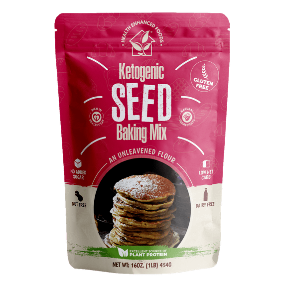 Health Enhanced Foods Ketogenic Seed Flour [2 Pack - 16 oz (454g)] - Keto-Friendly Mix for Pita, Flatbreads & Crackers - Vegan, Low Net Carb, Nut-Free, Gluten-Free, Grain-Free, No Added Sugar
