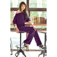 thumbnail image 6 of KOH KOH Long Pant One Off Shoulder 3/4 Short Sleeve Sexy Wide Leg Casual Summer Fall One Piece Jumpsuit Pant Suit Romper Playsuit Tall Overall For Women Purple Small US 4-6 JSN003, 6 of 6