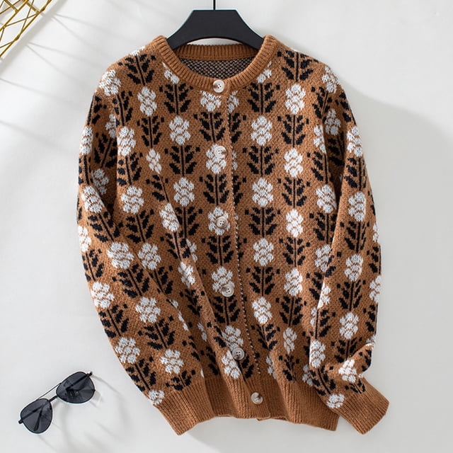 EGNMCR Pull Col Roulé pour Femmes, Pulls pour Femmes Pull Décontracté Col Rond Manches Longues Pull Tricoté Rayé Blouse Ample Hauts Pull pour Femmes