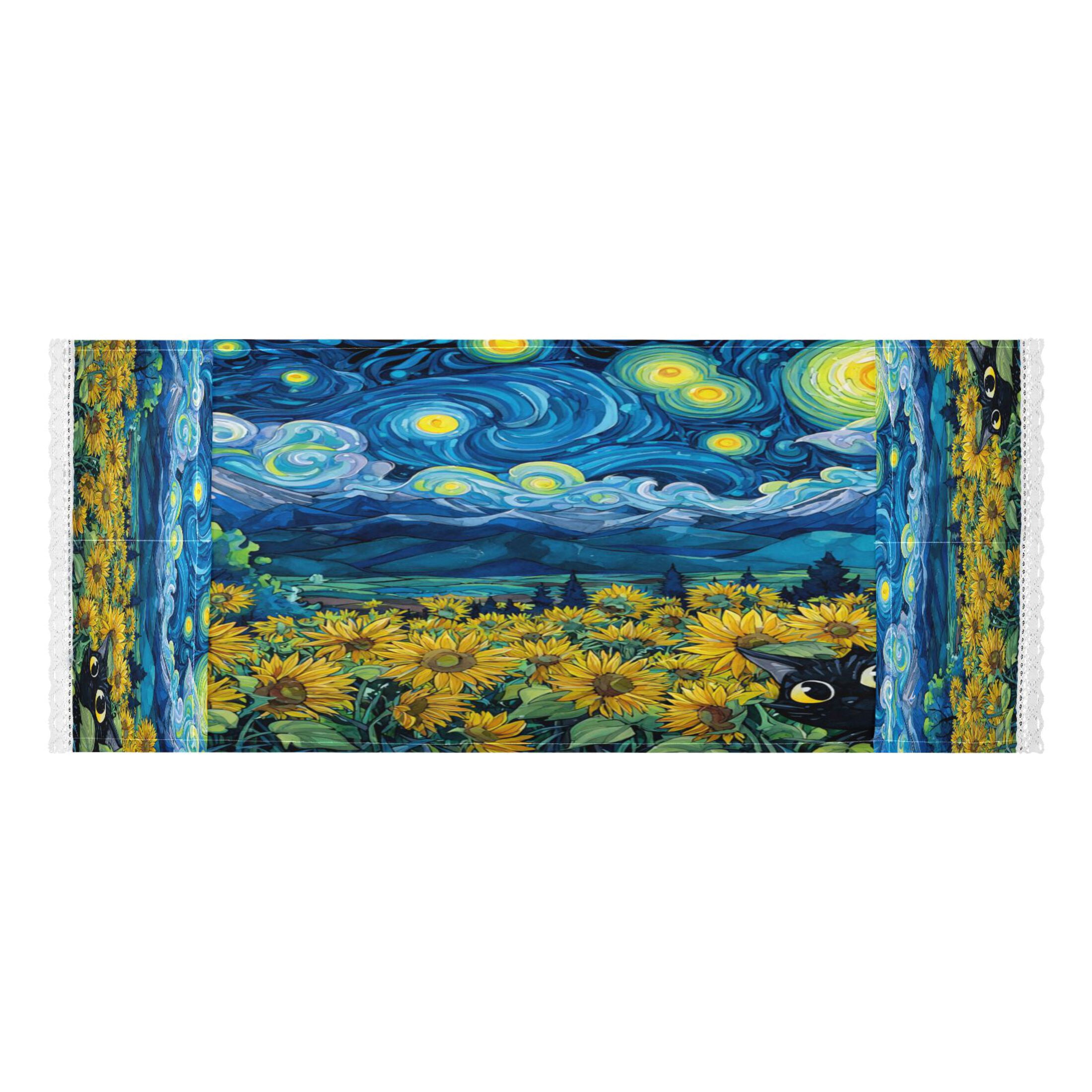 Wobogo Starry Sunflower Cat Washing Machine Cover Dustproof Washer Dryer Cover Waterproof Laundry Room Decorative Protector