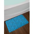 thumbnail image 2 of Bicycle Bath Mat, Antique Cartoon Style Bikes on Blue Background Retro Pattern with Wheels, Non-Slip Plush Mat Bathroom Kitchen Laundry Room Decor, 29.5 X 17.5 Inches, Blue Black and White, Ambesonne, 2 of 2