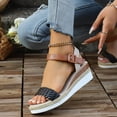 thumbnail image 6 of Rokment Women's Woven Braided Leather Wedge Dressy Sandals Beach Trendy Casual Open Toe Espadrilles Platform Chunky High Heels Comfortable Ankle Strap Walking Summer Shoes for Woman Black Size 6.5, 6 of 9