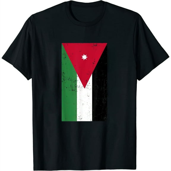 Hashemite Kingdom of Jordan Amman Distressed Flag Womens T-Shirt Black Small