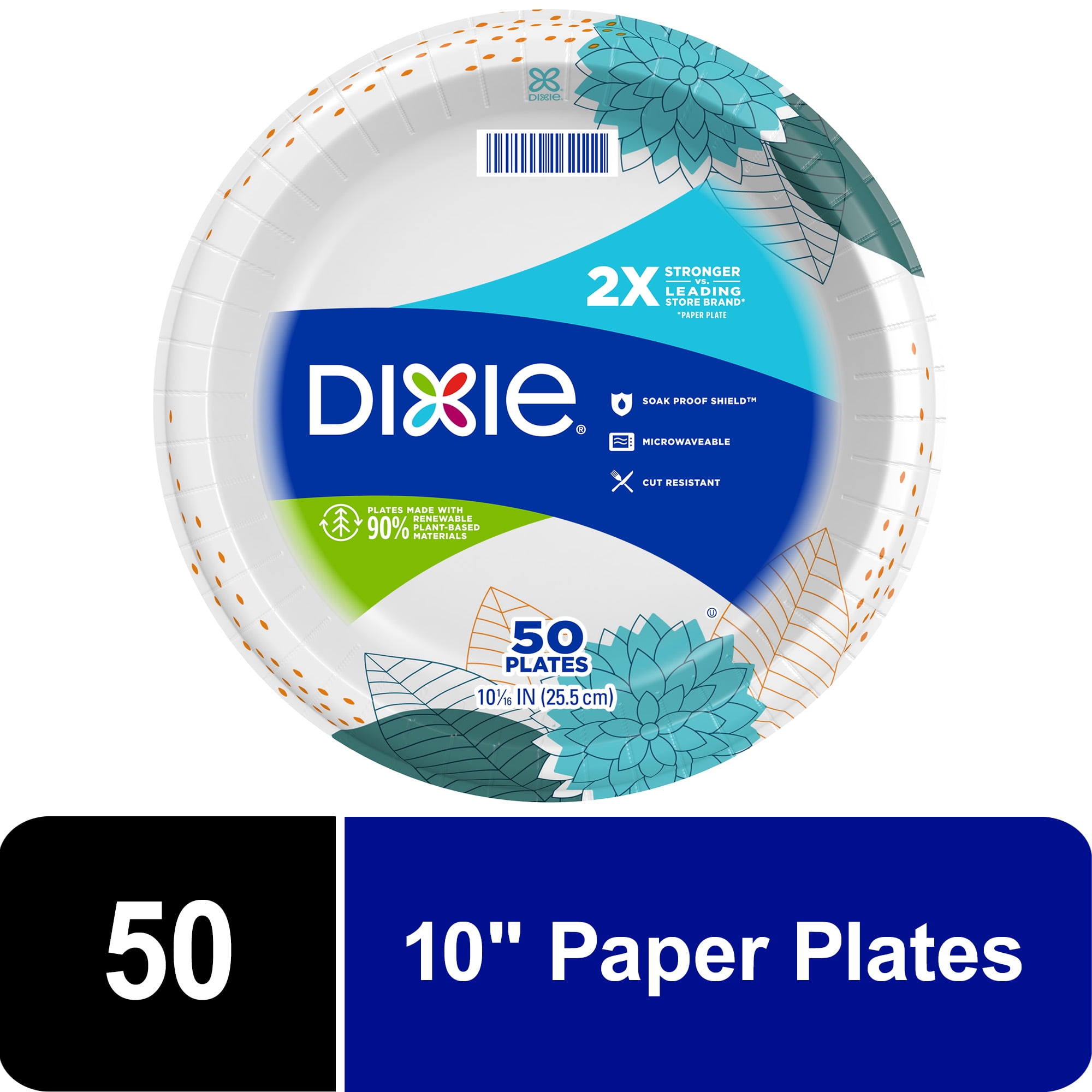 Dixie Disposable Paper Plates, 10 in, 50 count