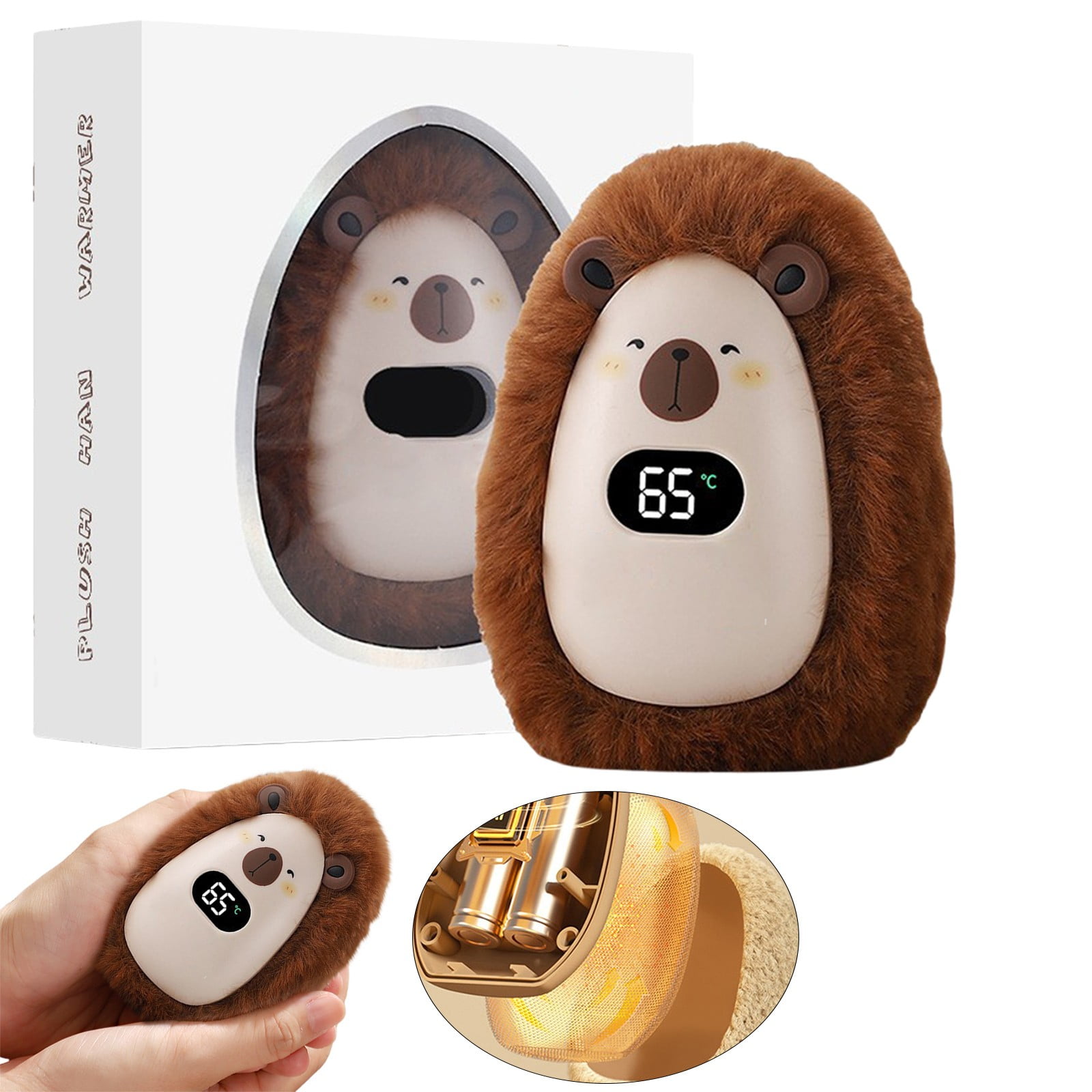 LGHDIWN Rechargeable Hand Warmer with Digital Display - 3-Temperature Pocket Heater (10.5 x 7.5 cm) for Outdoor Camping, Hiking, Sports and Winter Travel - Fast Heating Portable Gadget