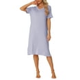 thumbnail image 2 of INSPIRE CHIC Women's Casual Short Sleeve T-shirt Dress Nightshirt Nightgown Basic Sleepwear Midi Shirtdress S Blue, 2 of 6