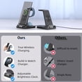 thumbnail image 3 of Wireless Charger for Samsung Charging Station, 3 in 1 Android Phone Wireless Charger for Samsung Galaxy S24 Ultra/S23 Ultra/Z Flip 6/Fold 6/Buds, Charger for Galaxy Watch Ultra/7/6/5/4/3 (Black), 3 of 5