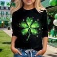 thumbnail image 2 of Girls Casual Crewneck Pullover St Patrick'S Day Print Sleeve Three Quarter Sleeve Hoodless Sweatshirt Top Clothes, 2 of 4