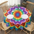 thumbnail image 3 of Colorful Rainbow Tie Dye Spiral Pattern Round Tablecloth 60"x60",Wrinkle Wipeable Table Cloth for Kitchen Dining Room Picnic Patio Party, 3 of 6
