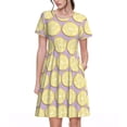 thumbnail image 1 of Fotbe Yellow Lemon Slices Vestido Largo de Moda para Mujer, Vestido Tipo Camiseta con Manga Corta y Estilo Casual a Rayas y Bloques de Color, 1 of 6