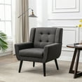 thumbnail image 2 of Modern Soft Linen Material Ergonomics Chair, Single Casual Sofa with Black Legs, Simple Armchair for Living Room/Bedroom/ Indoor/Home, Dark Grey, 2 of 9