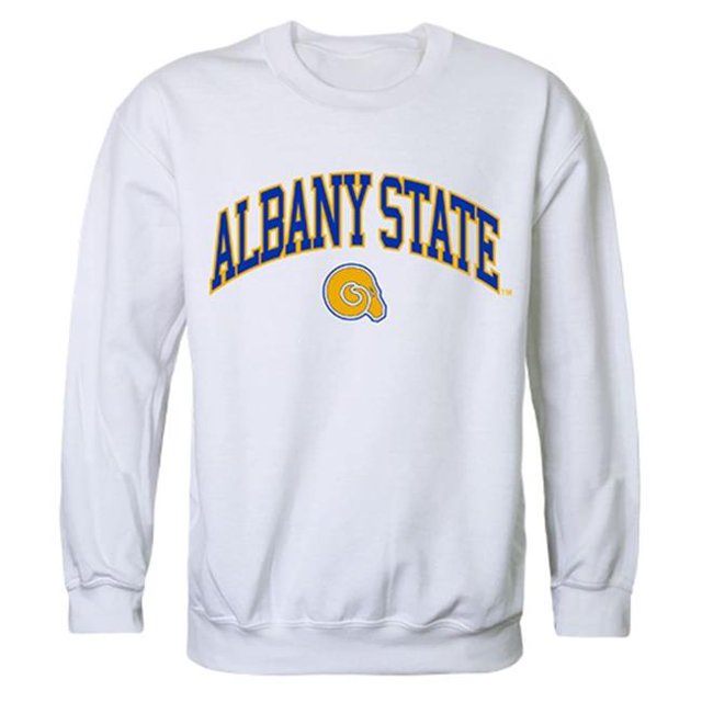 W Republic 541-260-WHT-02 Albany State University Campus Chandail en Molleton Col Rond, Blanc - Moyen