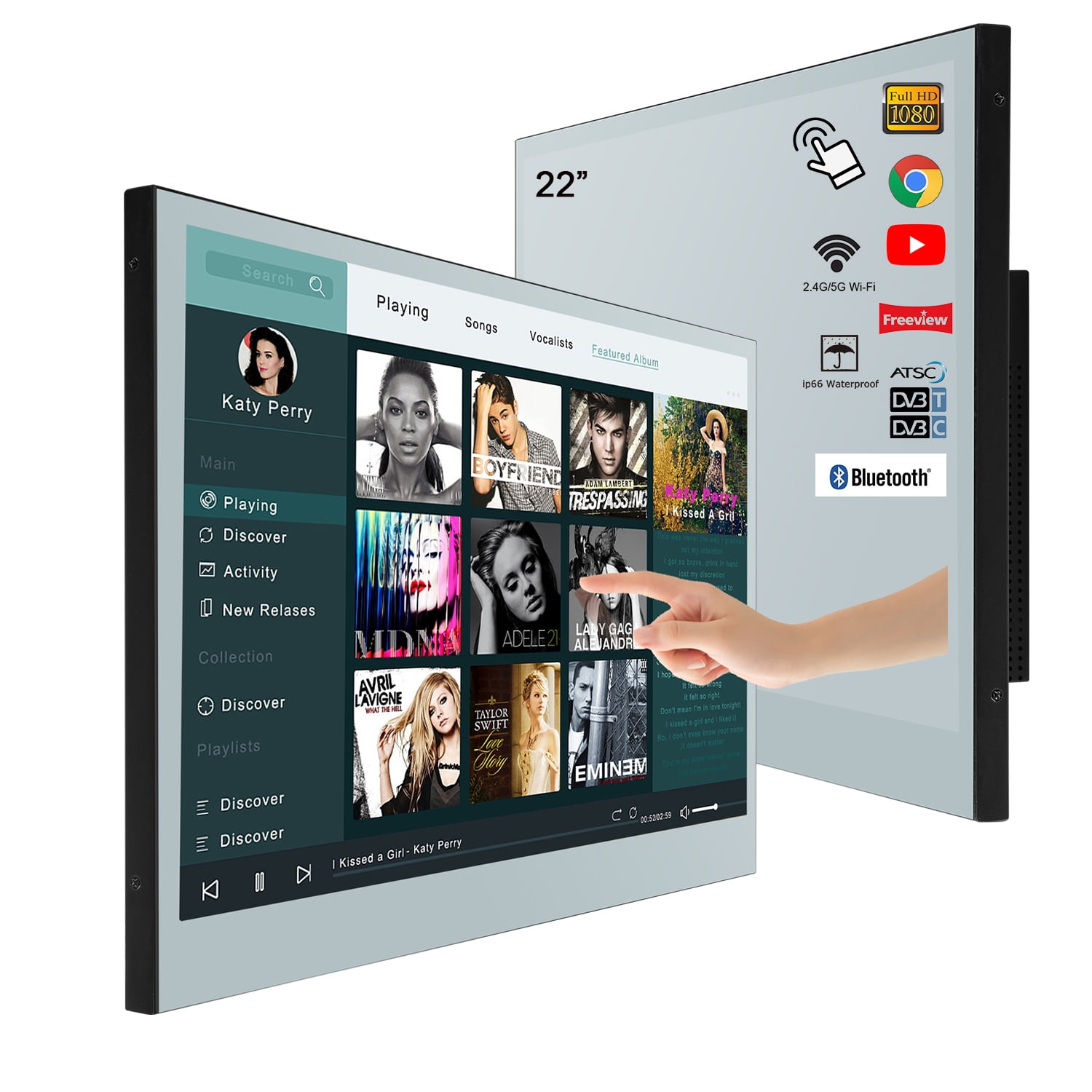 Soulaca 22 Inches Smart Touch Screen Mirror Led Tv For Bathroom Android 7 1 Atsc New Walmart Com Walmart Com