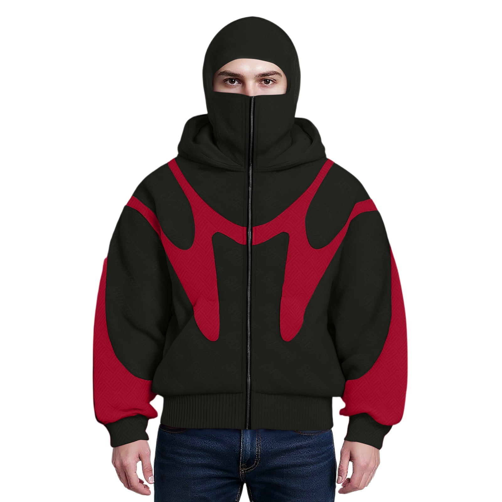 Homeyce Men's Balaclava Double Hoodie Sweatshirt with Built-In Eye