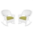 thumbnail image 1 of Pemberly Row Rocker Wicker Chair in White with Green Cushion (Set of 2), 1 of 1