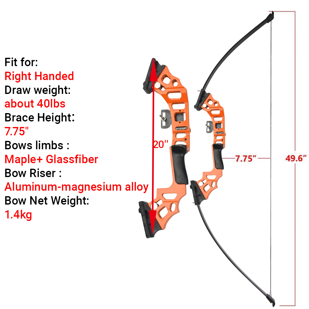 SHARROW Bowfishing Kit 40lbs Recurve Bow Hunting Fishing Arrow Reel Archery Straight Bow US STOCK