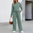 thumbnail image 3 of SUNBS 2 Piece Outfits Women Fall Lounge Sets Crew Neck Tops Wide Leg Pants Vacation Travel Sweatsuits with Pockets, 3 of 7