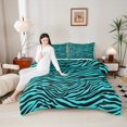 thumbnail image 4 of Manfei Zebra Print 3pcs King Size Comforter Sets,Abstract Stripes Bedding Comforter Set,Black Blue Bedding Set,Lightweight Animal Room Decorative,Reversible, 4 of 8