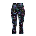 thumbnail image 4 of SCRAWLGOD Halloween Yoga Capris for Women, 4 Way Stretch Yoga Pants Casual Non See Through Capri Leggings with Pockets for Running Workout, Mushroom Spider Web Bat Black, 3XL, 4 of 7