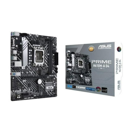 ASUS PRIME H610M-A D4-CSM LGA 1700 (Intel 12th & 13th Gen) Micro-ATX Commercial Motherboard (PCIe 4.0, DDR4, 2xM.2 slots, 1Gb LAN, rear USB 3.2 Gen 2 ports, DP/HDMI/D-Sub, SPI-TPM header, ACCE)