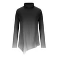 thumbnail image 5 of Lindreshi Long Sleeve Shirts for Women Temperament Solid Color Long Sleeved Round Neck Irregular Long Sleeved T-Shirt, 5 of 5