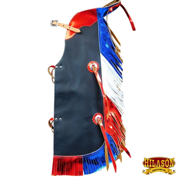 Hilason Pro Rodeo Bull Riding Chaps Us Flag Western Leather Kids ...
