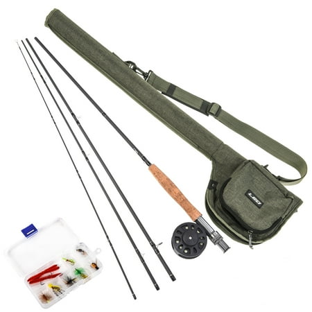 9' Fly Fishing Rod and Reel Combo with Carry Bag 10 Flies Complete Starter Package Fly Fishing (Best Fly Fishing Starter Kit)