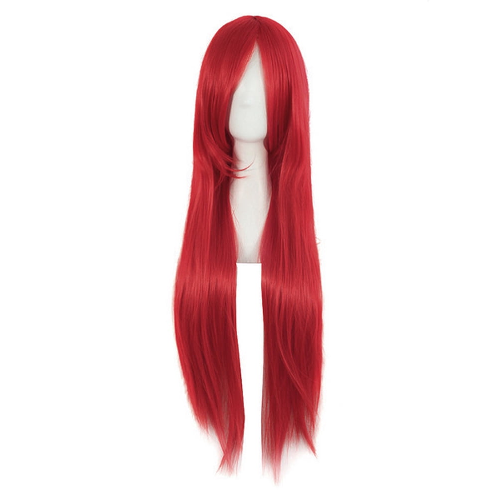 Women's Red Wig Long Hair Wigs With Bangs Wig Cosplay Straight Wig