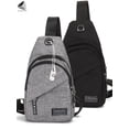 thumbnail image 4 of PULLIMORE 2 Pcs Men Chest Bags Casual Crossbody Shoulder Sling Backpack Fanny Pack for Sports Travel (Black + Gray), 4 of 9
