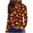 thumbnail image 5 of Edvintorg Thanksgiving Women's Casual Shirts Long Sleeve Crewneck Basic Plus Size Tops Lightweight Womens Blouses Fall Clothes for Women, 5 of 8