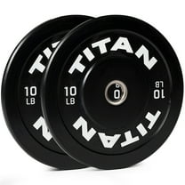 Titan Fitness 10 LB Pair Economy Series Black Olympic Bumper Plates, Durable Rubber Exterior with Steel Core, Weightlifting and Strength Training Weight Plate