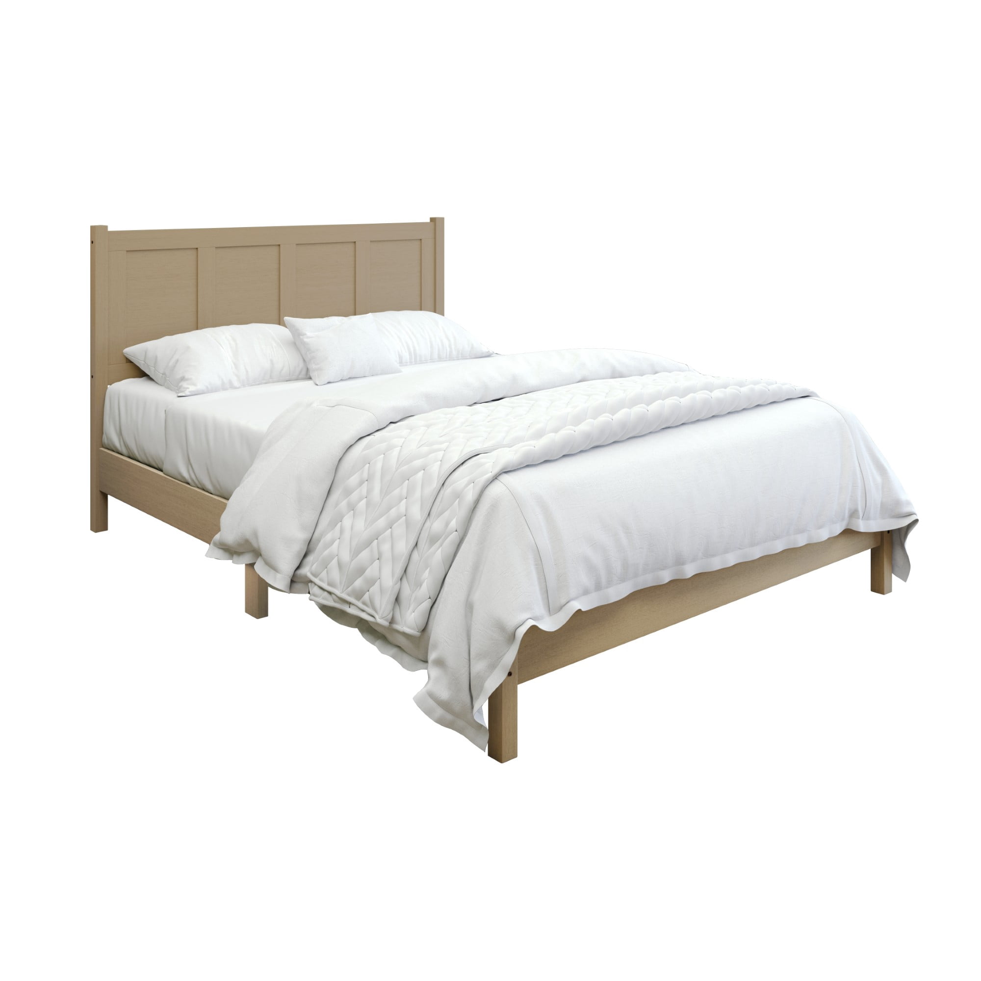 Home Design Rogers Twin Solid Wood Platform Bed Frame with Panel Headboard, No Box Spring Needed, Gray