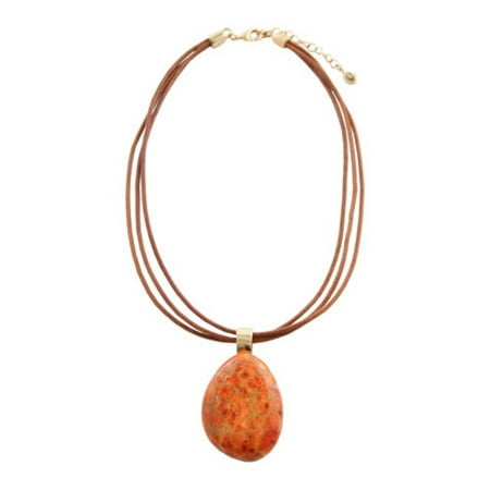 Natural Sponge Coral Necklace - Women's Barse Bronze/Orange Sponge Coral Pendant BOLDN01OSCB