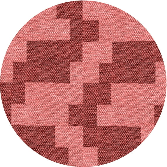 Ahgly Company Machine Washable Indoor Round Transitional Red Area Rugs, 3' Round