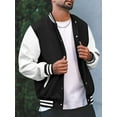 thumbnail image 3 of xiaxaixu Men's Spring Autumn Casual Coat Long Sleeve Lapel Button Up Contrast Color Baseball Jacket, 3 of 6