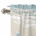 thumbnail image 4 of Ocean Beach Curtain Valances Set Hand-Painting Abstract Beige Beach Blue Sea Turtle Kitchen Curtains 36&nbsp;inch Length Rod Pocket Valance and Tiers 3 Piece Set Small Bedroom Bathroom Laundry Decor, 4 of 9