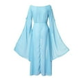 thumbnail image 4 of SnnmBlm Renaissance Dress Women Sexy Off The Shoulder Halloween Dress Medieval Costume Long Over Dress Fairy Dresses Light blue XL, 4 of 5