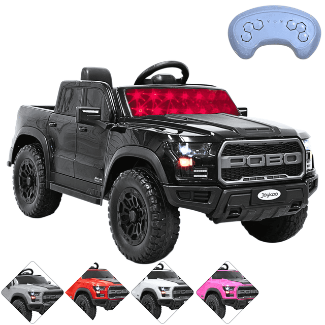 Camioneta Eléctrica Montable para Niños 12V Control Remoto Bluetooth Luces Sonidos Apta desde 3 Años - Negro