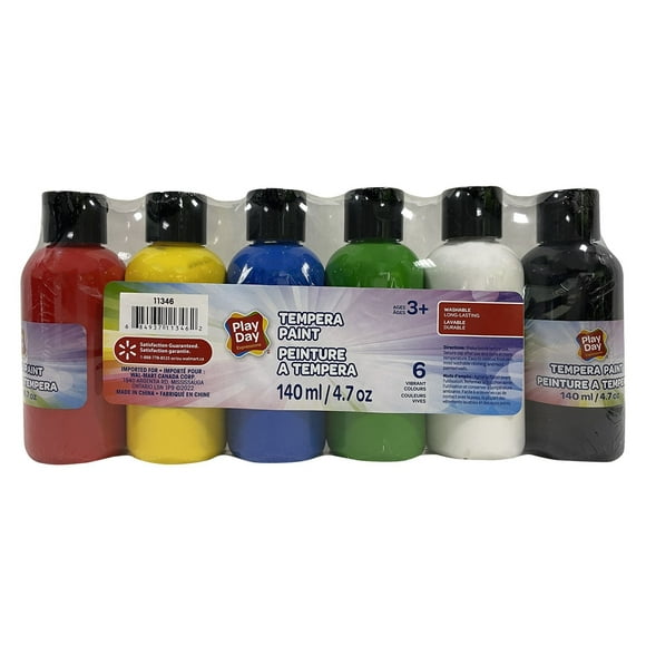 Play Day Peinture a Tempera 6x140ml Lavable Durable