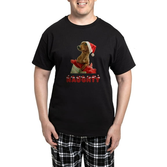 CafePress - Naughty Dachshund Men's Dark Pajamas - Men's Dark Loose Fit Cotton Pajama Set