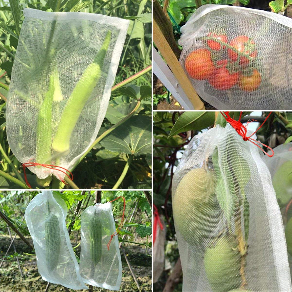 Agfabric Bug Net Bag Garden Netting Against Insects Birds Barrier Bags for Plant&Fruits 12” x 8” 10 Pack