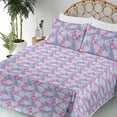 thumbnail image 3 of Ambesonne Flamingo Fitted & Flat Sheet with Shams 4 Pcs Set, Tropical Palm Tree Leaves, Full, Pale Pink and Lavender, 3 of 5