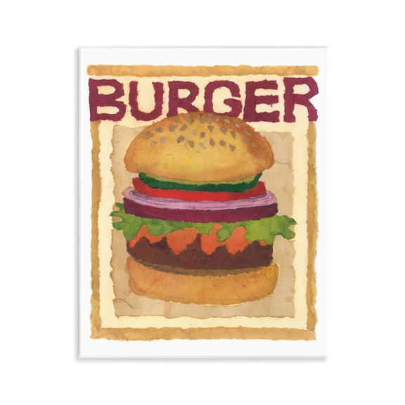 Stupell Industries Watercolor Style Burger Food & Beverage Painting Unframed Art Print Wall Art, 11 x 14