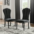 thumbnail image 3 of Furniture of America Seabliss Glam Solid Wood Indoor Dining Chairs, Black (Set of 2), 3 of 12