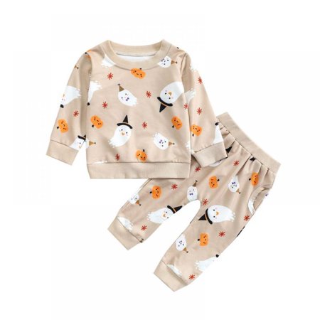 

Xinhuaya Toddler Baby Boy Halloween Outfits Cute Pumpkin Sweatshirt Top and Pant Set Infant Long Sleeve Clothes 0-24 Months