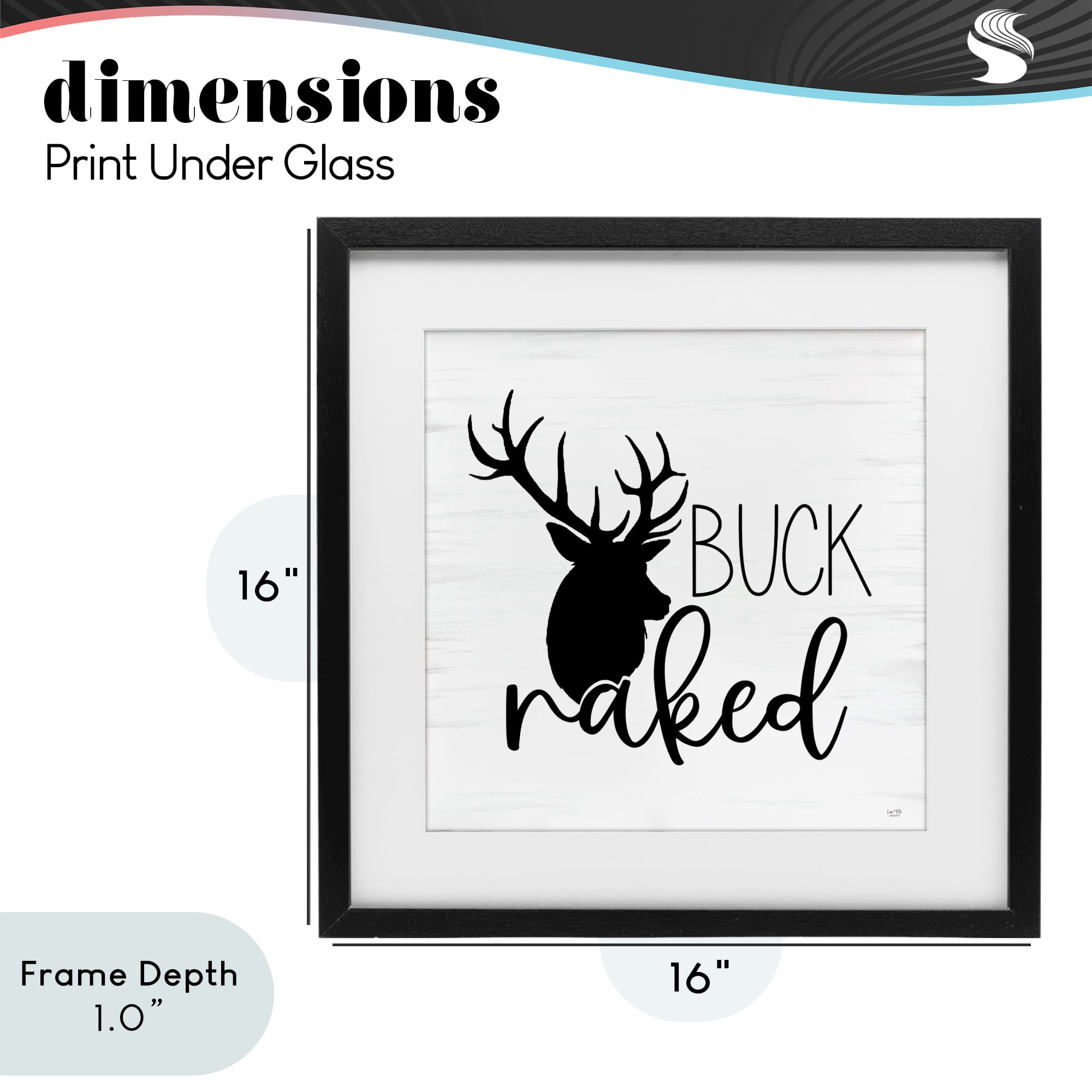 Stupell Industries Buck Naked Silhouette Black Framed Print Under Glass, design by Lux + Me Designs