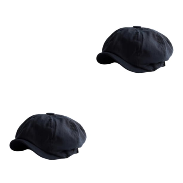 Sonducket Boinas vintage clásicas de algodón Versatilidad y sombreros elegantes para todas las ocasiones Gorras de vendedor de periódicos Negro Largo (58-60 cm) 2Conjunto