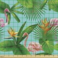 thumbnail image 2 of Ambesonne Tropical Fabric by the Yard Upholstery, Flamingos Leaves Pattern, 2 Yards, Pale Sky Blue Fern Green, 2 of 5