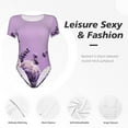 thumbnail image 4 of Balery Lavender Roses Arrangement Body de cuello redondo de manga corta para mujer Tops de manga corta Tops básicos-Medium, 4 of 7